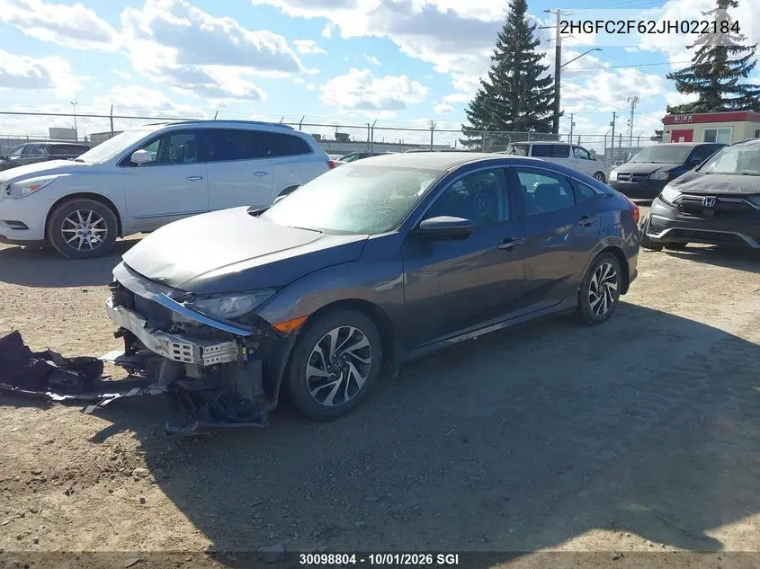 2018 HONDA CIVIC VIN 2HGFC2F62JH022184 — фото 2