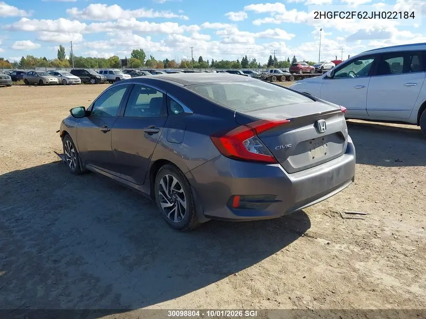 2018 HONDA CIVIC VIN 2HGFC2F62JH022184 — фото 3