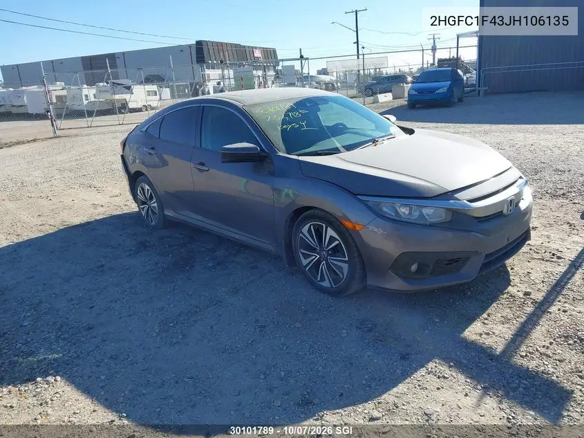 HONDA CIVIC 2018, VIN 2HGFC1F43JH106135