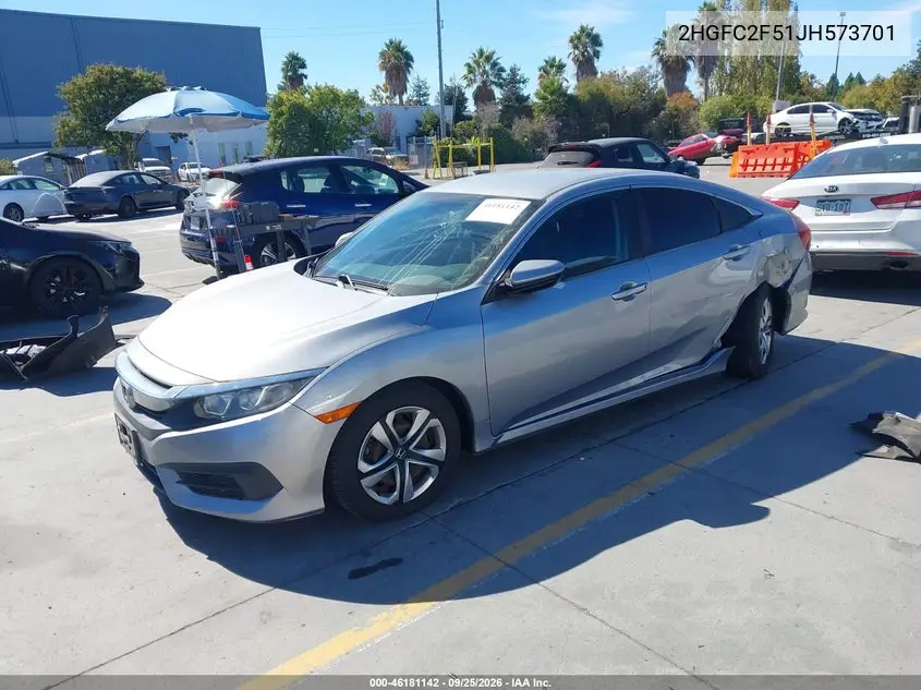 2018 HONDA CIVIC VIN 2HGFC2F51JH573701 — фото 2