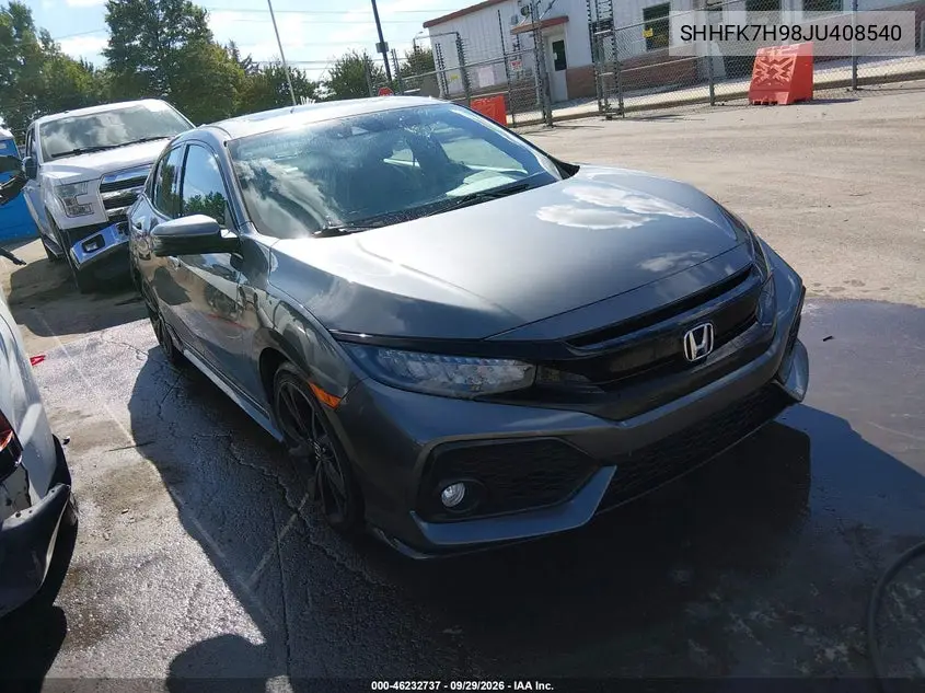 HONDA CIVIC 2018, VIN SHHFK7H98JU408540