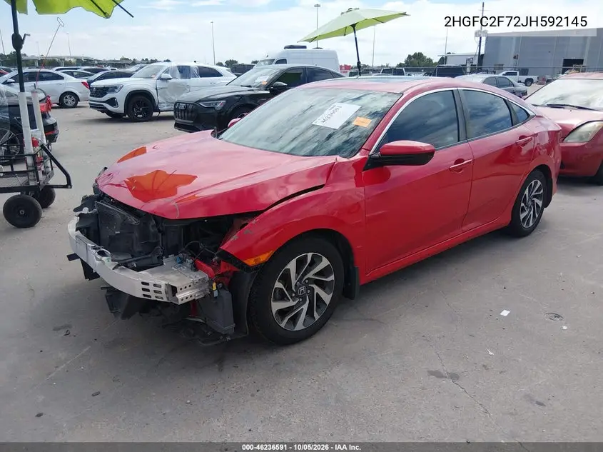 2018 HONDA CIVIC VIN 2HGFC2F72JH592145 — фото 2