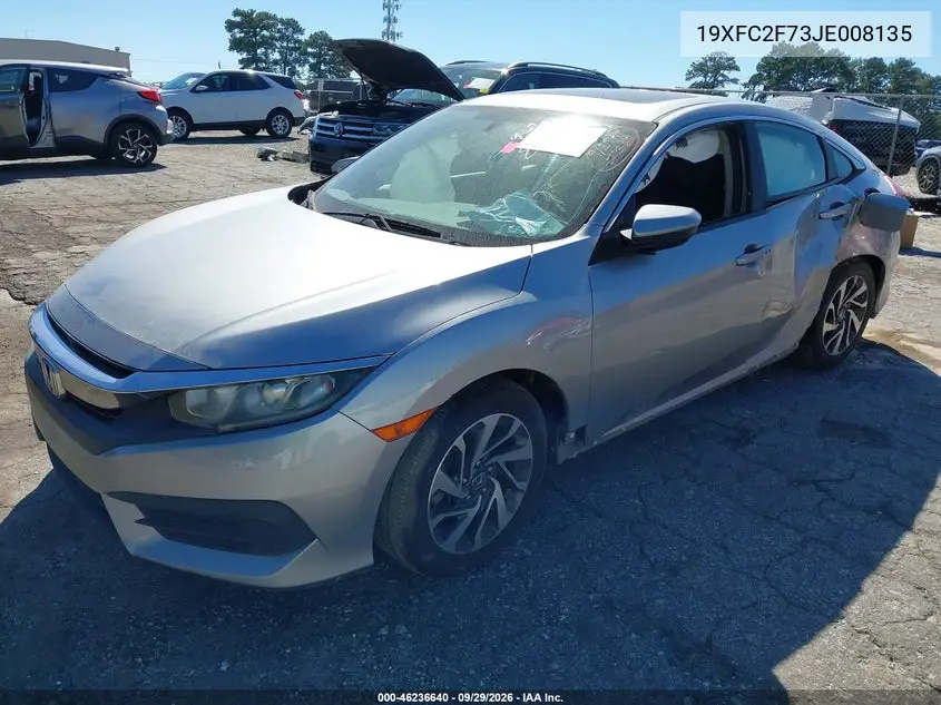 2018 HONDA CIVIC VIN 19XFC2F73JE008135 — фото 2