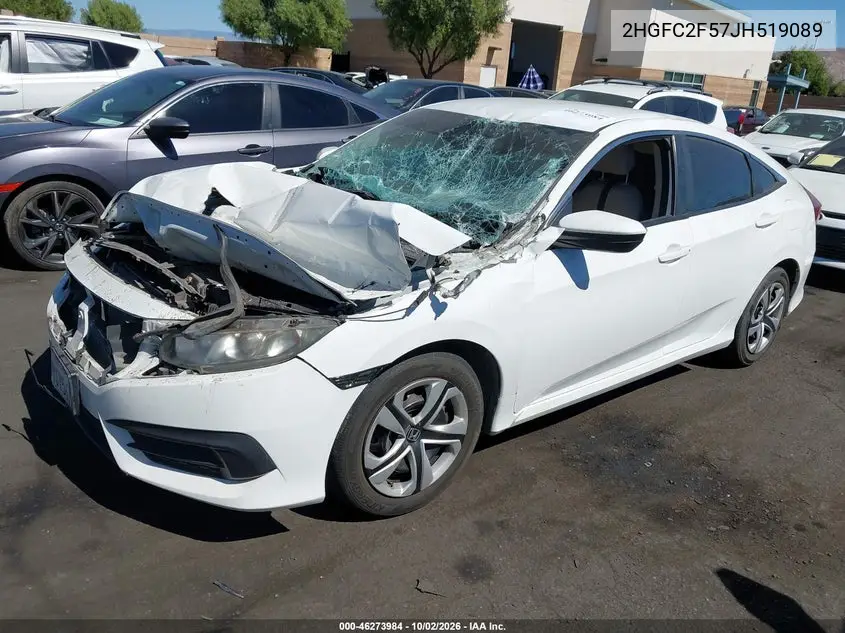 2018 HONDA CIVIC VIN 2HGFC2F57JH519089 — фото 2