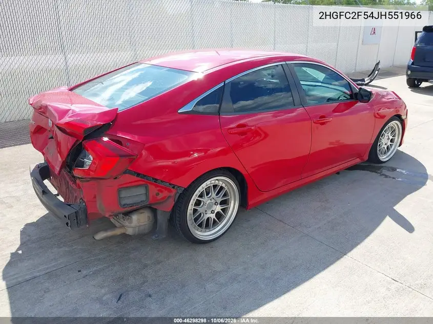 2018 HONDA CIVIC VIN 2HGFC2F54JH551966 — фото 4