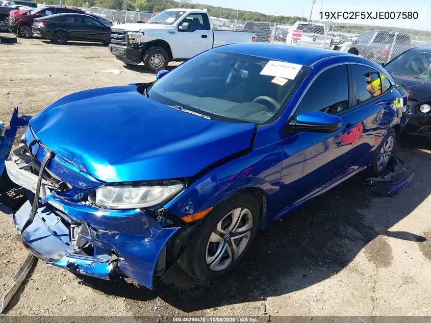 2018 HONDA CIVIC VIN 19XFC2F5XJE007580 — фото 2