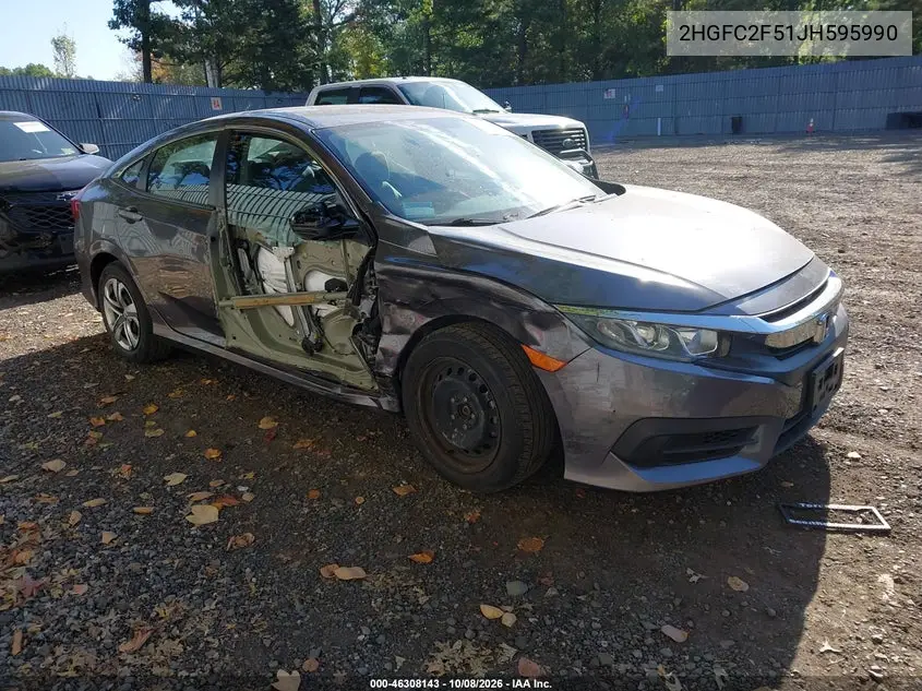 HONDA CIVIC 2018, VIN 2HGFC2F51JH595990