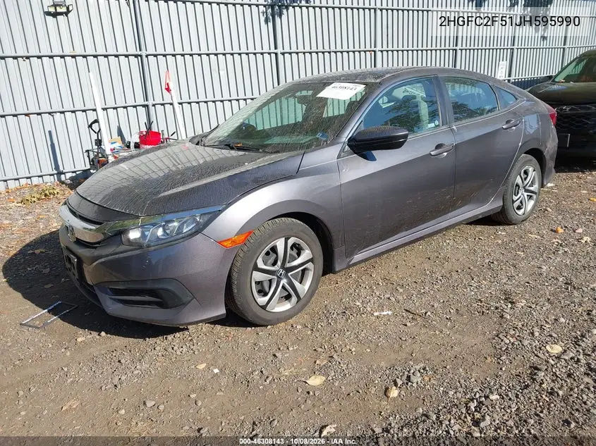 2018 HONDA CIVIC VIN 2HGFC2F51JH595990 — фото 2
