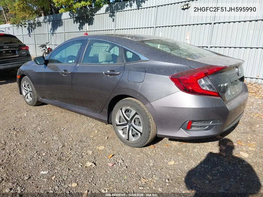 2018 HONDA CIVIC VIN 2HGFC2F51JH595990 — фото 3