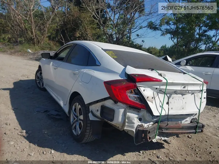 2018 HONDA CIVIC VIN 2HGFC2F51JH578560 — фото 3