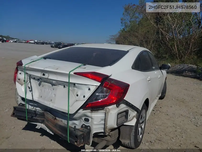2018 HONDA CIVIC VIN 2HGFC2F51JH578560 — фото 4