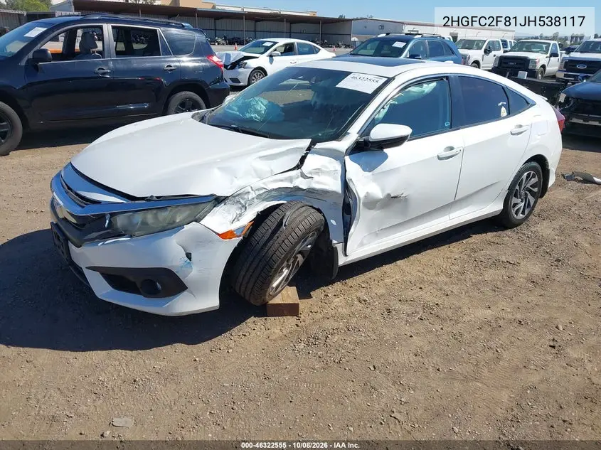 2018 HONDA CIVIC VIN 2HGFC2F81JH538117 — фото 2