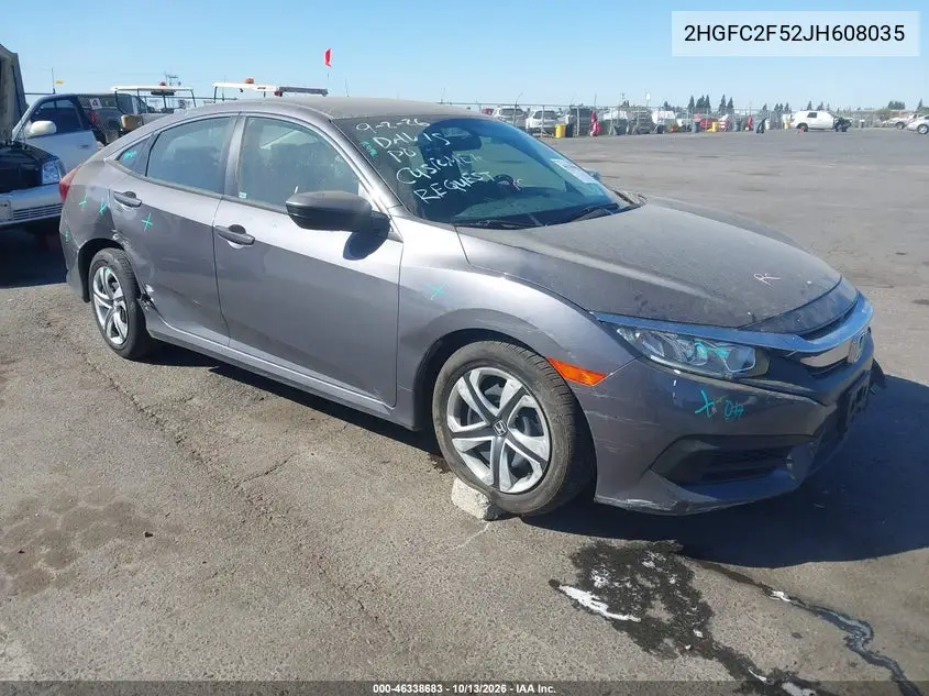 HONDA CIVIC 2018, VIN 2HGFC2F52JH608035