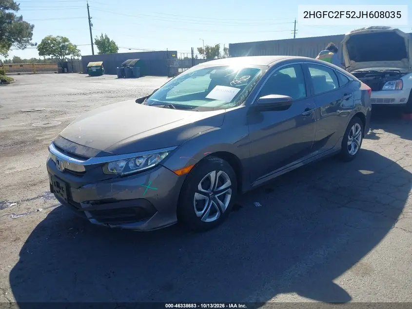 2018 HONDA CIVIC VIN 2HGFC2F52JH608035 — фото 2