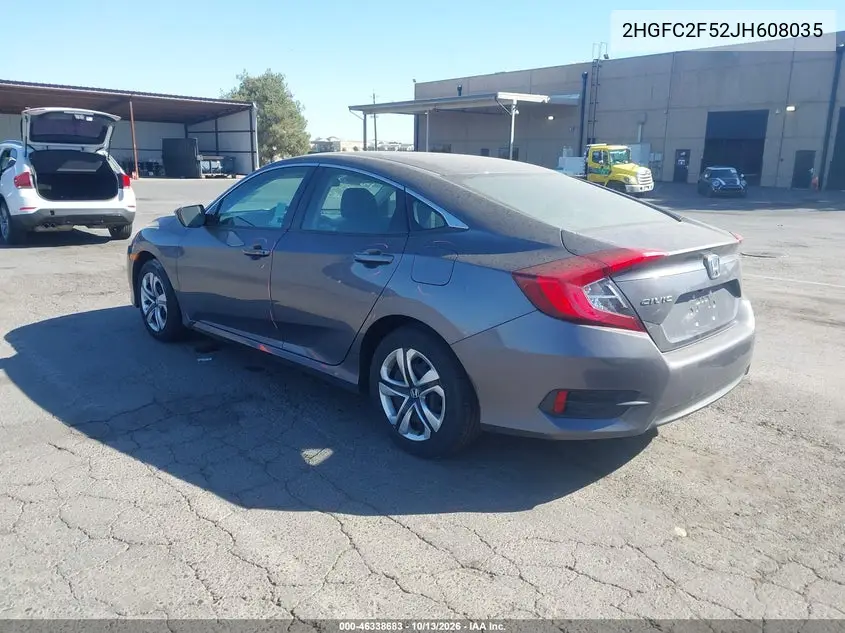 2018 HONDA CIVIC VIN 2HGFC2F52JH608035 — фото 3