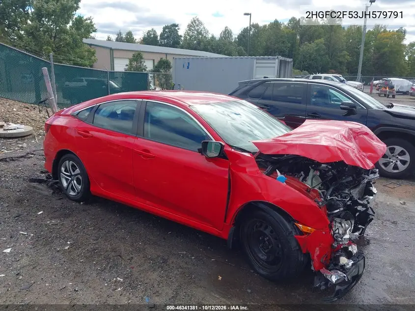HONDA CIVIC 2018, VIN 2HGFC2F53JH579791