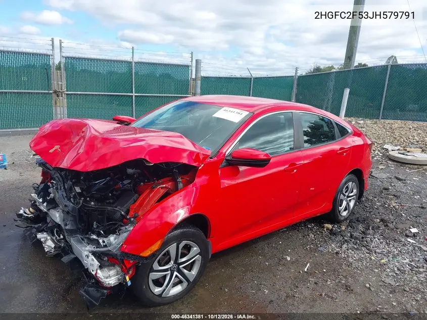 2018 HONDA CIVIC VIN 2HGFC2F53JH579791 — фото 2