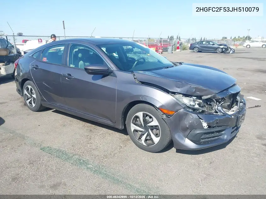 HONDA CIVIC 2018, VIN 2HGFC2F53JH510079