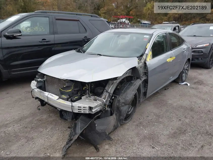 2018 HONDA CIVIC VIN 19XFC2F7XJE202189 — фото 2