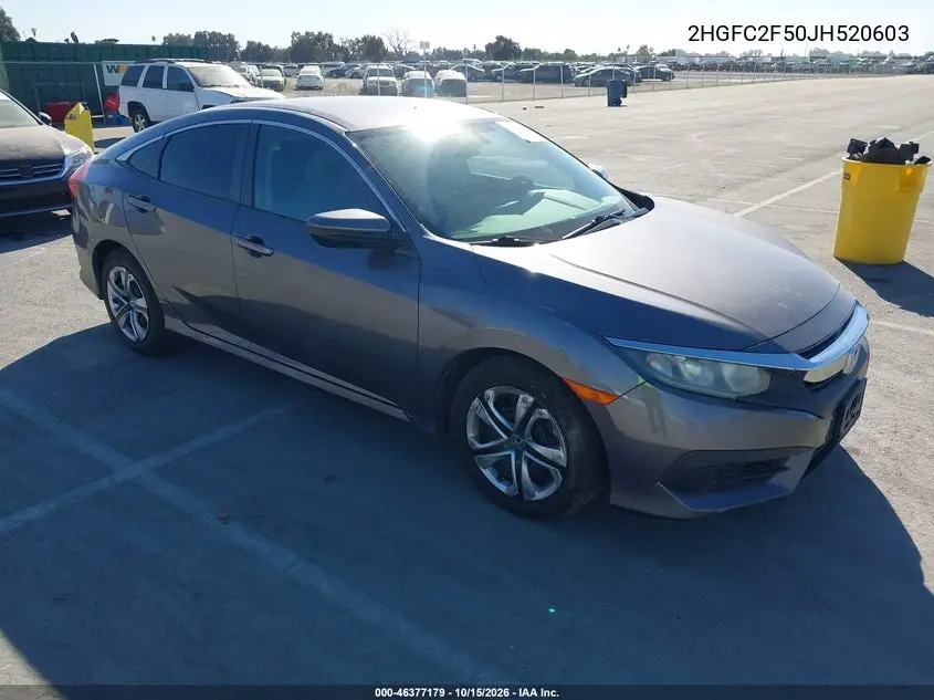 HONDA CIVIC 2018, VIN 2HGFC2F50JH520603