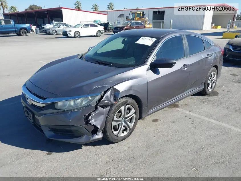 2018 HONDA CIVIC VIN 2HGFC2F50JH520603 — фото 2
