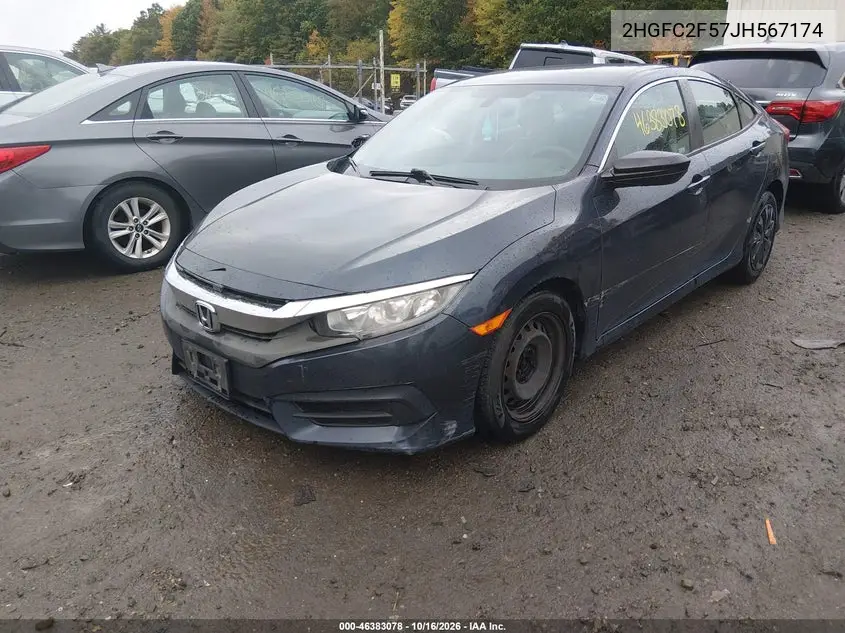 2018 HONDA CIVIC VIN 2HGFC2F57JH567174 — фото 2