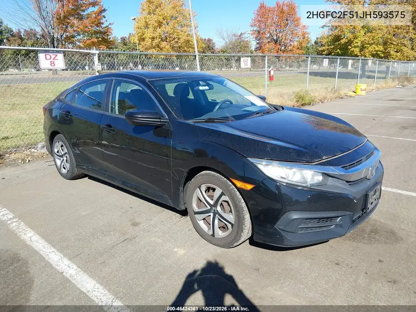 HONDA CIVIC 2018, VIN 2HGFC2F51JH593575