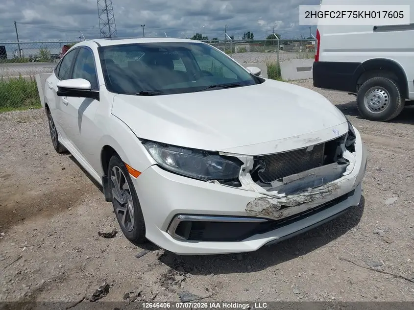 HONDA CIVIC 2019, VIN 2HGFC2F75KH017605