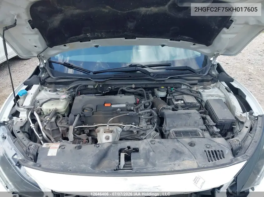 2019 HONDA CIVIC VIN 2HGFC2F75KH017605 — фото 10