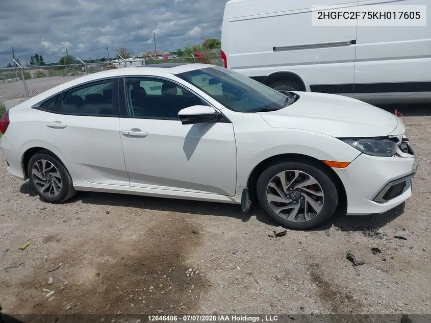 2019 HONDA CIVIC VIN 2HGFC2F75KH017605 — фото 13