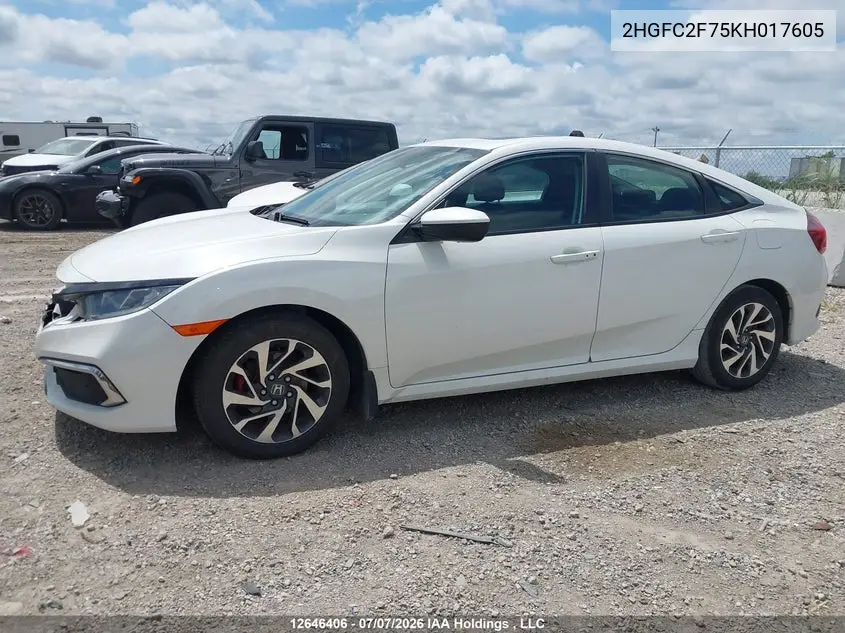 2019 HONDA CIVIC VIN 2HGFC2F75KH017605 — фото 14