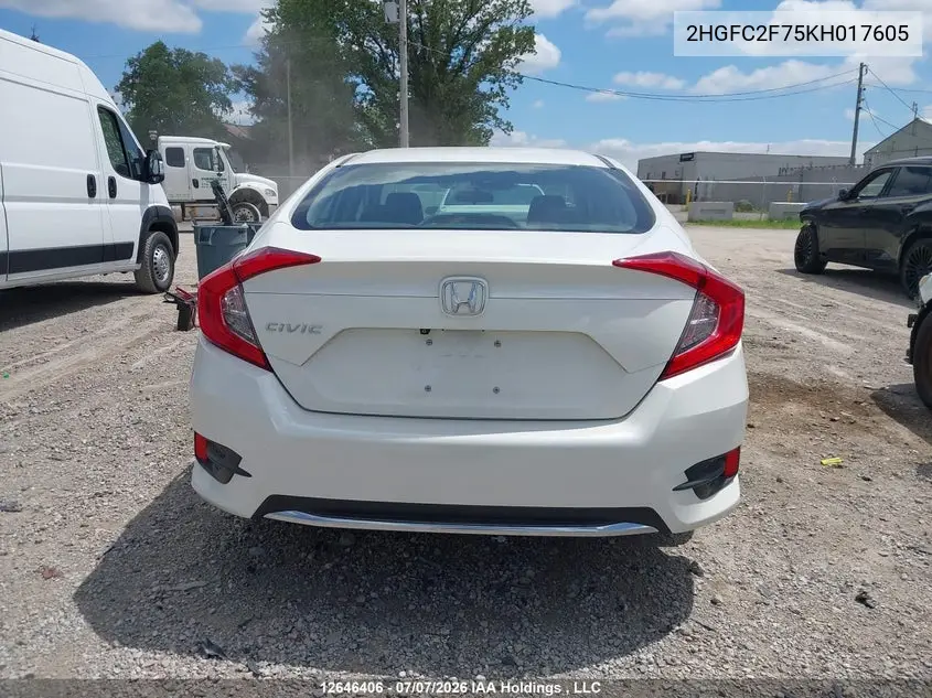 2019 HONDA CIVIC VIN 2HGFC2F75KH017605 — фото 16