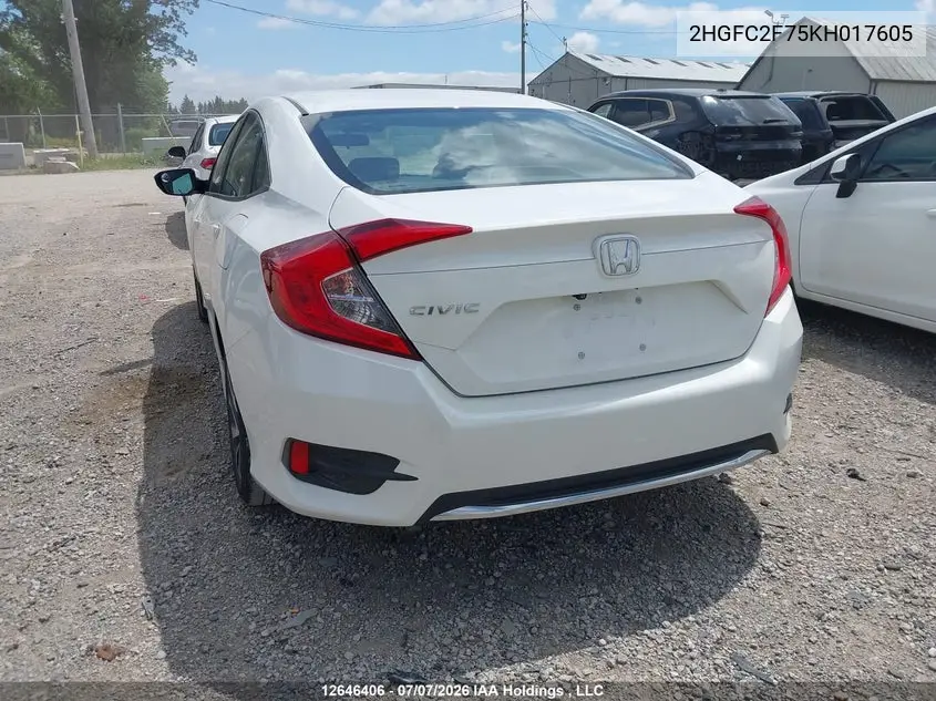 2019 HONDA CIVIC VIN 2HGFC2F75KH017605 — фото 3
