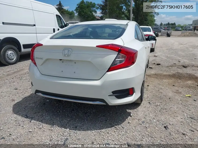 2019 HONDA CIVIC VIN 2HGFC2F75KH017605 — фото 4