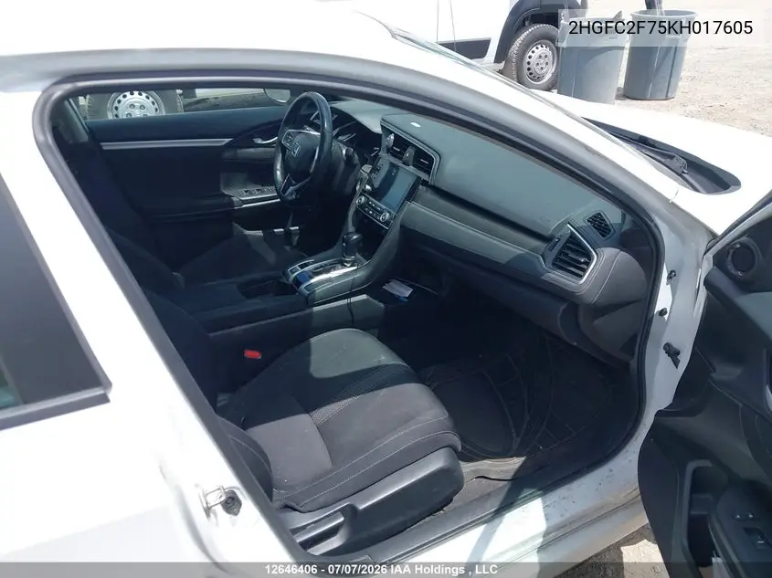 2019 HONDA CIVIC VIN 2HGFC2F75KH017605 — фото 5