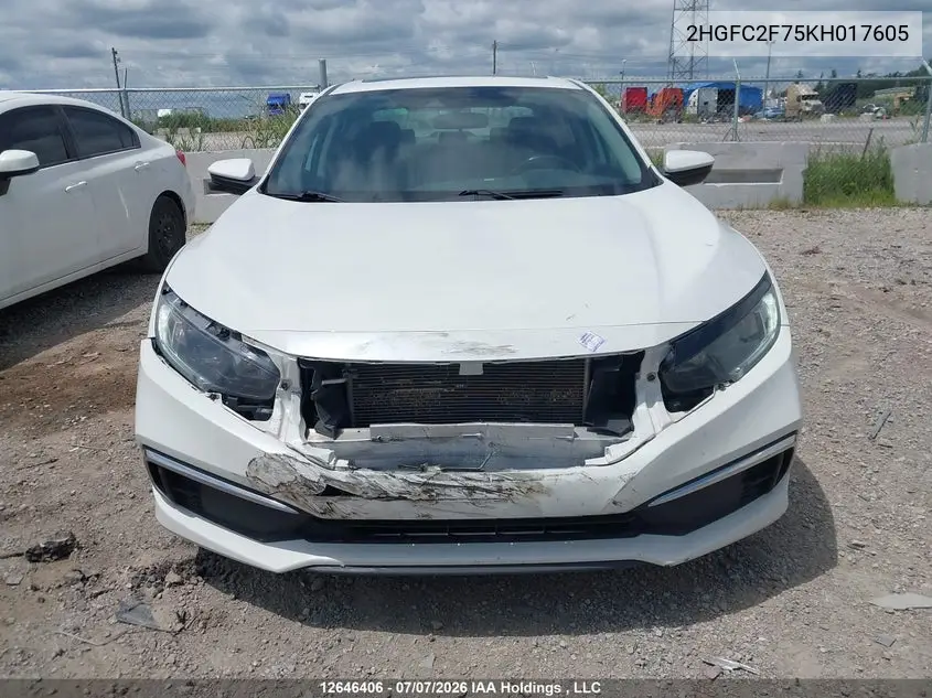 2019 HONDA CIVIC VIN 2HGFC2F75KH017605 — фото 6