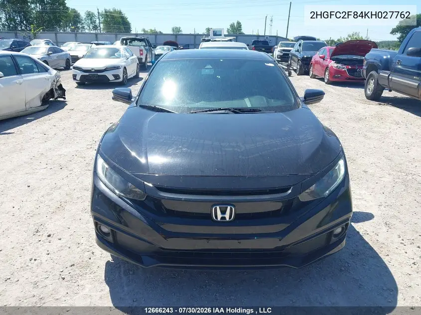 2019 HONDA CIVIC VIN 2HGFC2F84KH027762 — фото 13
