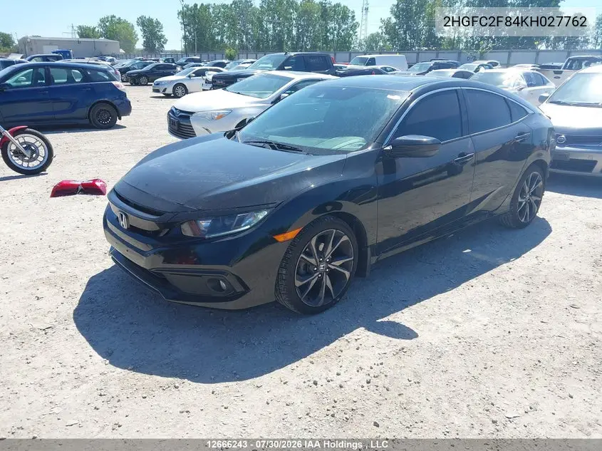 2019 HONDA CIVIC VIN 2HGFC2F84KH027762 — фото 2