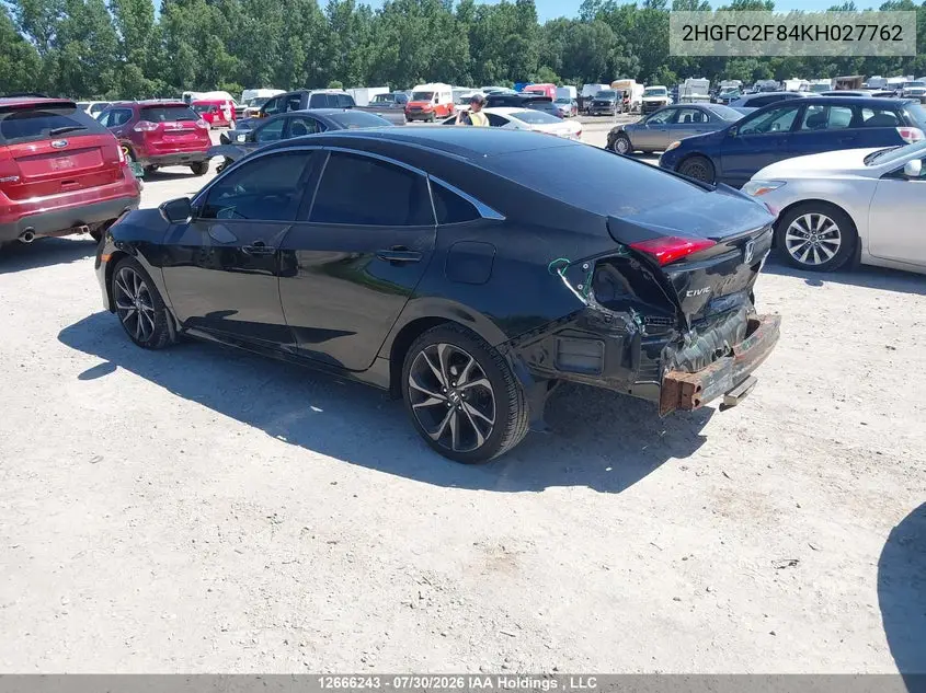 2019 HONDA CIVIC VIN 2HGFC2F84KH027762 — фото 3