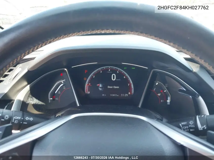 2019 HONDA CIVIC VIN 2HGFC2F84KH027762 — фото 7