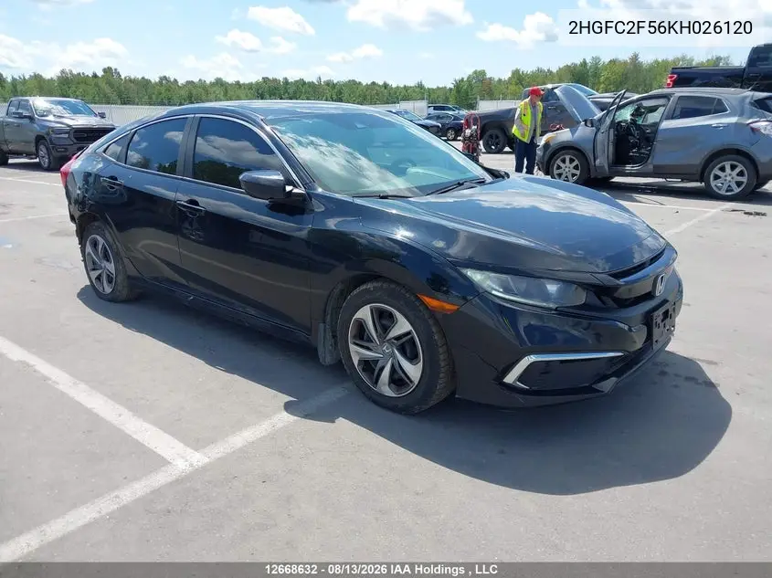HONDA CIVIC 2019, VIN 2HGFC2F56KH026120