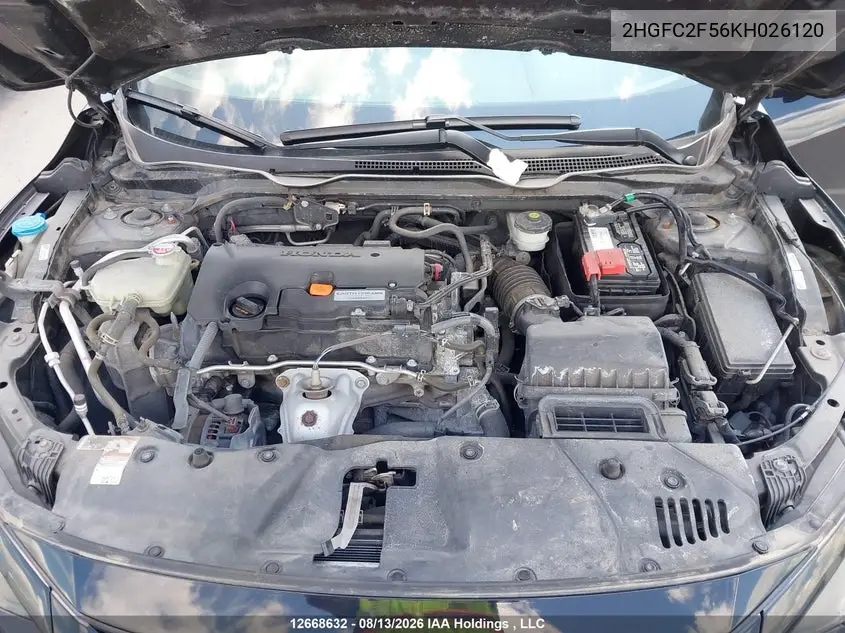 2019 HONDA CIVIC VIN 2HGFC2F56KH026120 — фото 10