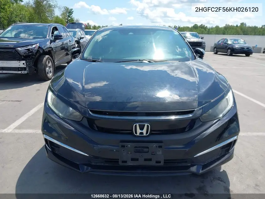 2019 HONDA CIVIC VIN 2HGFC2F56KH026120 — фото 13