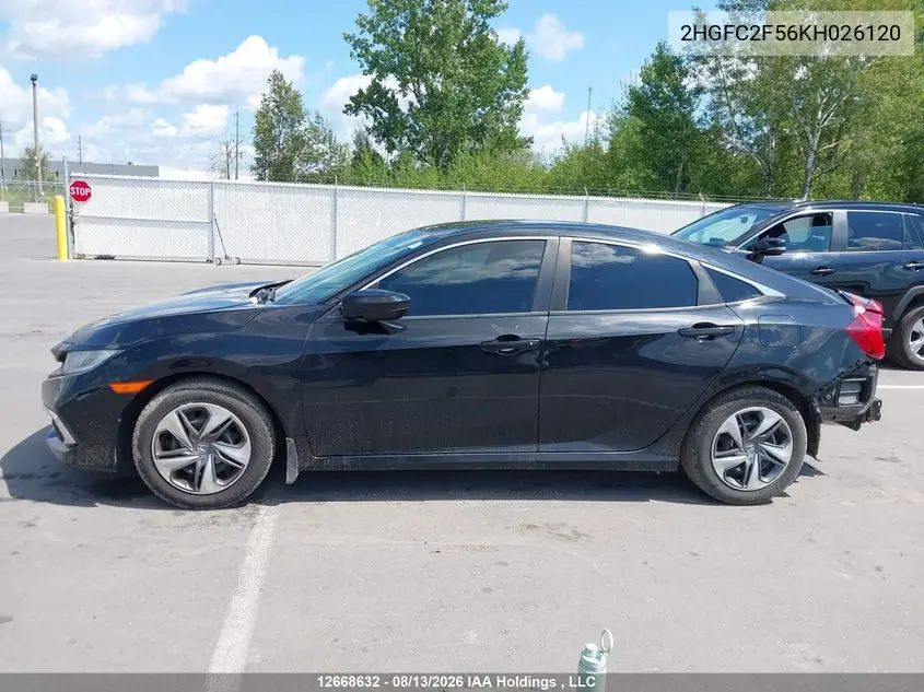 2019 HONDA CIVIC VIN 2HGFC2F56KH026120 — фото 15