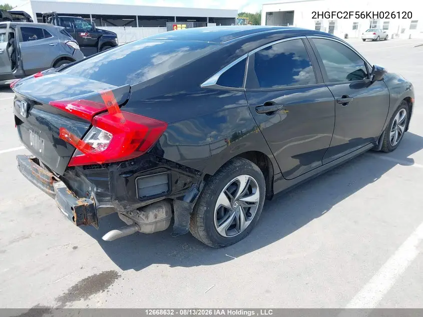 2019 HONDA CIVIC VIN 2HGFC2F56KH026120 — фото 4