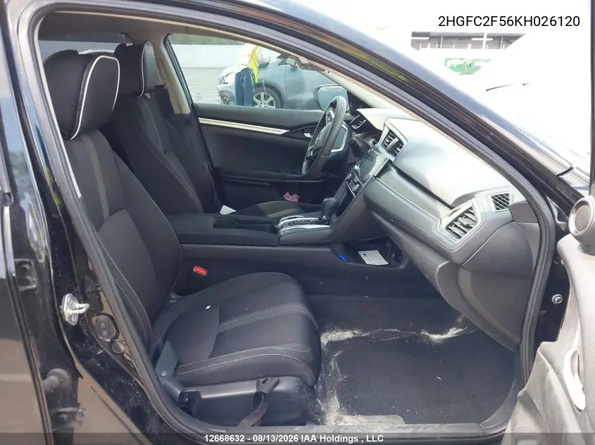 2019 HONDA CIVIC VIN 2HGFC2F56KH026120 — фото 5