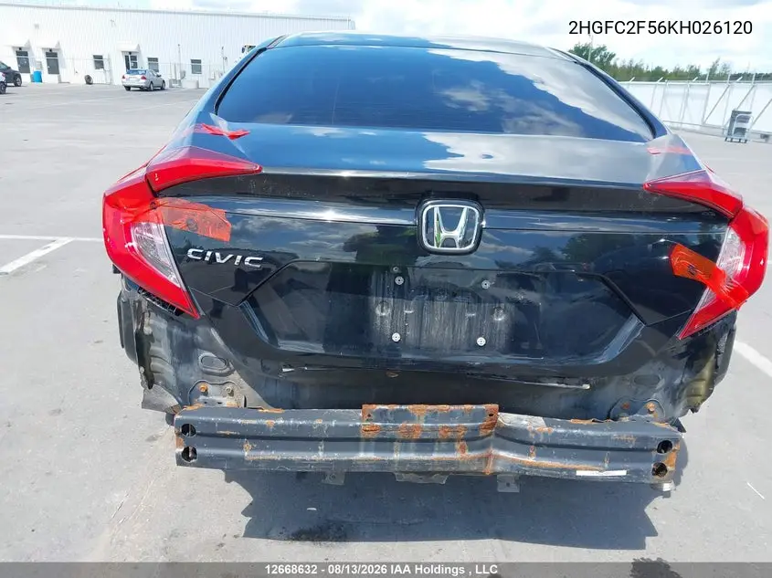 2019 HONDA CIVIC VIN 2HGFC2F56KH026120 — фото 6