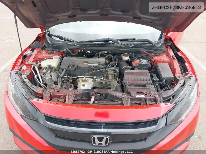2019 HONDA CIVIC VIN 2HGFC2F78KH036813 — фото 10
