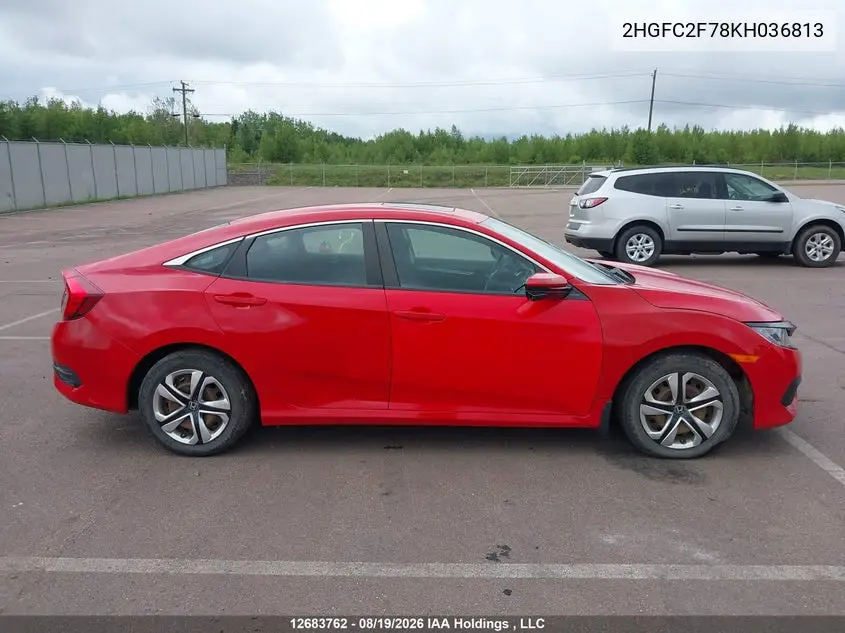 2019 HONDA CIVIC VIN 2HGFC2F78KH036813 — фото 13