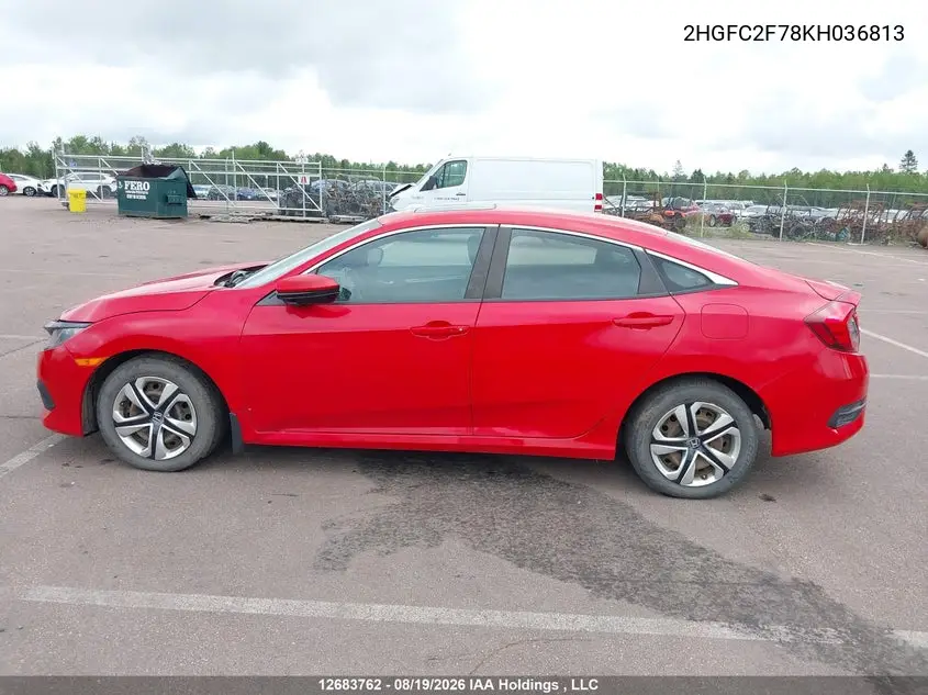 2019 HONDA CIVIC VIN 2HGFC2F78KH036813 — фото 14